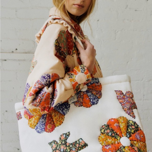 Sezane Maxi Tote Bag - Sézane X Sea Ny Woodstock Patchwork - Size TU - Picture 4 of 4